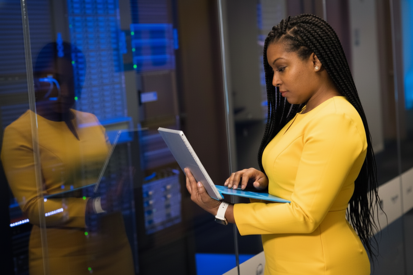 Professional woman working on laptop